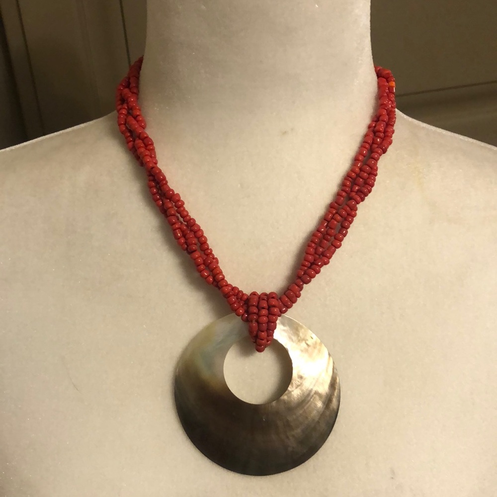 Coral and shell necklace